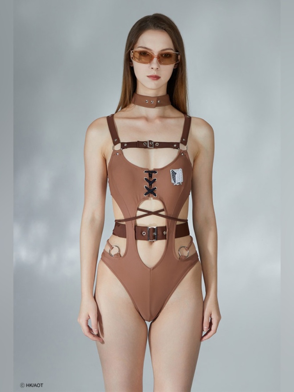 Official Licensed Attack on Titan Survey Crops Lace-up One-Piece Swimsuit